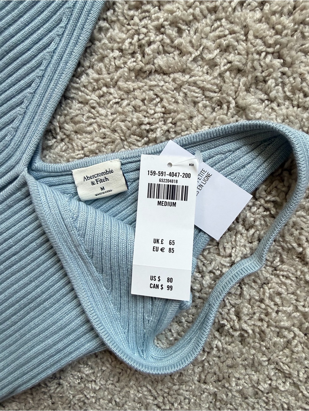 Abercrombie & Fitch Blue Ribbed Knit Sweater Dress NWT Medium - Picture 4 of 5